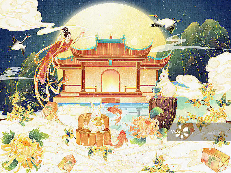 中秋插画图片素材