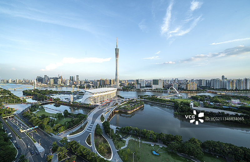 广州海心沙全景天际线图片素材