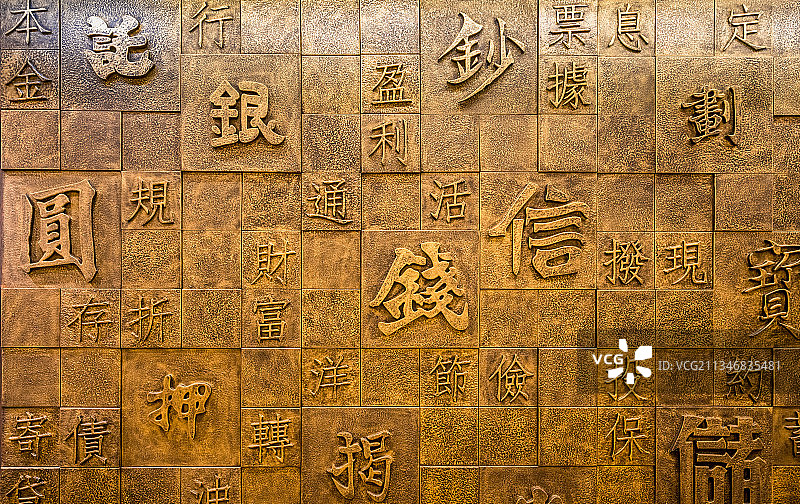 黄色金融文字词语背景墙图片素材