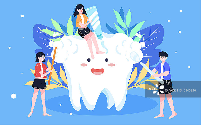 国际爱牙日刷牙插画牙齿健康口腔清洁海报图片素材