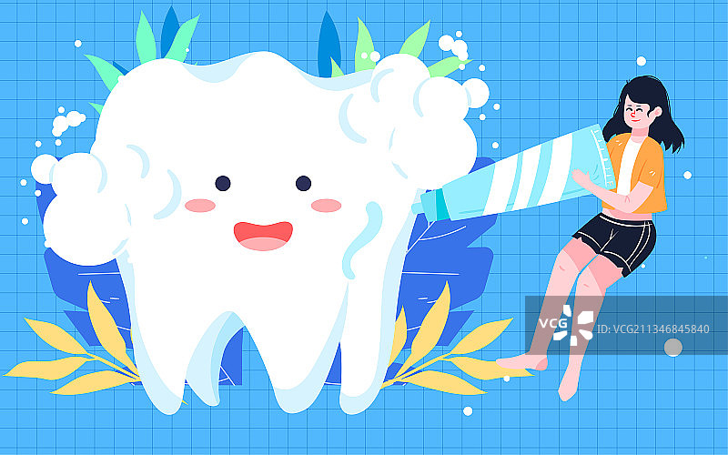 国际爱牙日刷牙插画牙齿健康口腔清洁海报图片素材