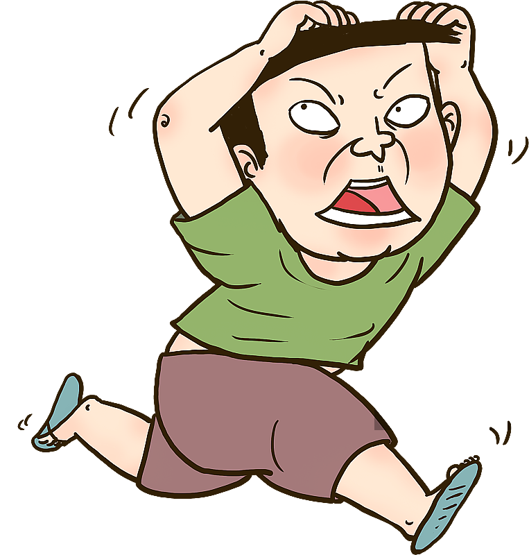 抱头逃跑的人图片素材