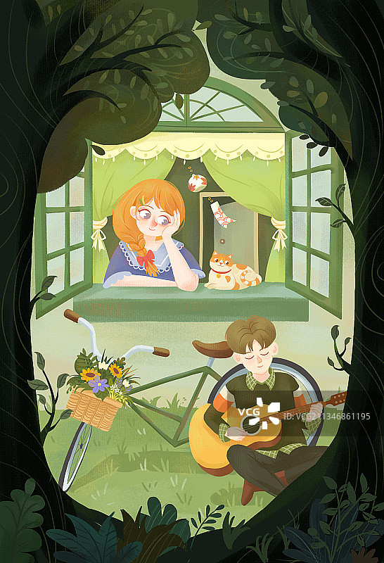 小伙和姑娘图片素材