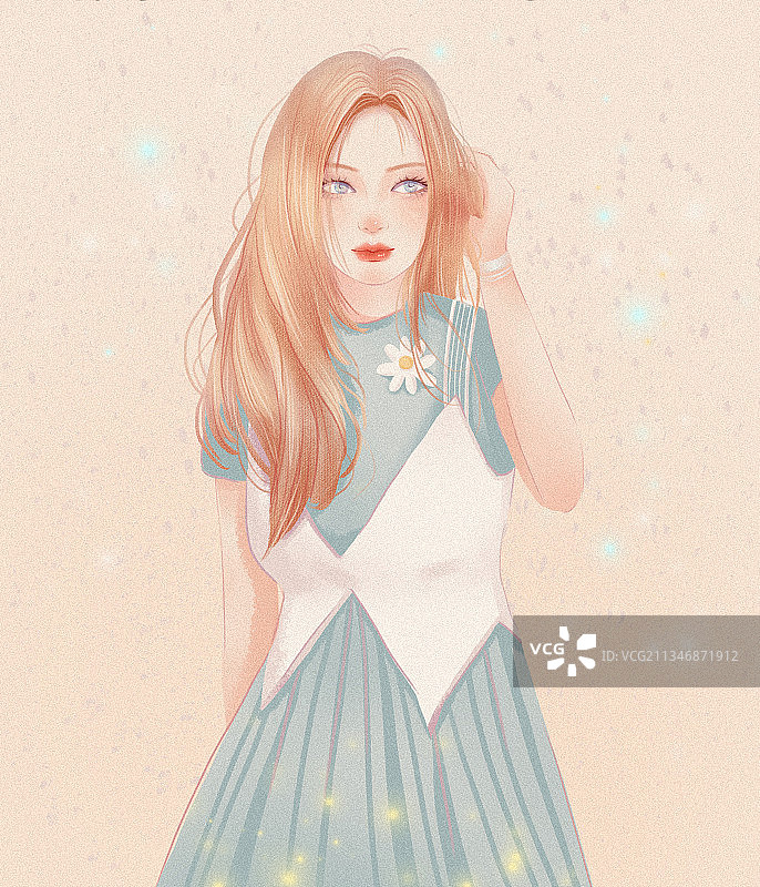 美少女插画2图片素材