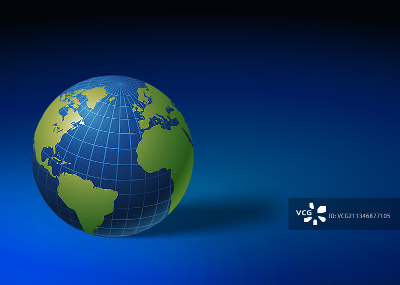 立体地球在蓝色的背景上图片素材
