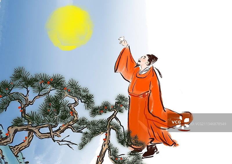 中秋节古代诗人文学插图图片素材