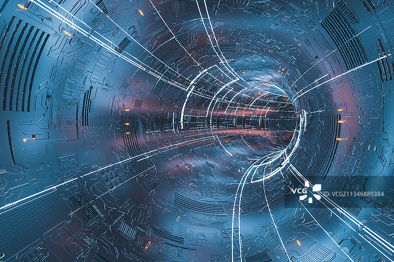 抽象科幻时空隧道，三维图形图片素材