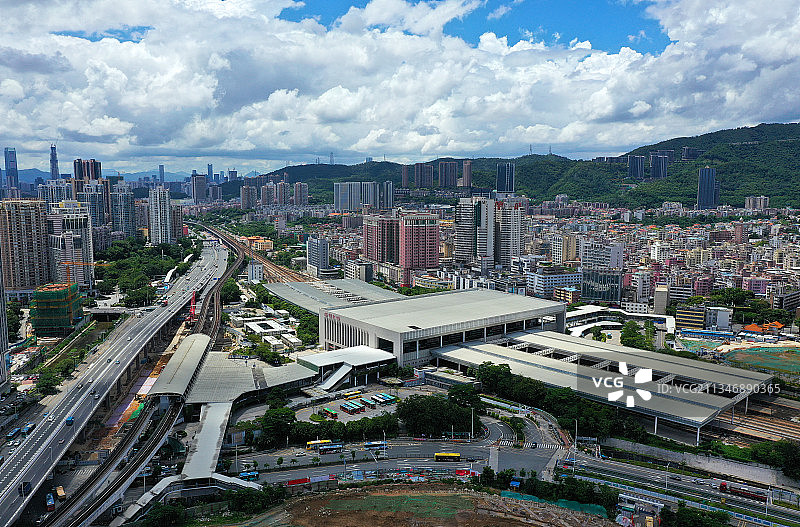 广东省深圳市龙岗区布吉深圳东站航拍图片素材