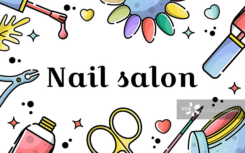 线性风格美甲沙龙扁平banner图片素材