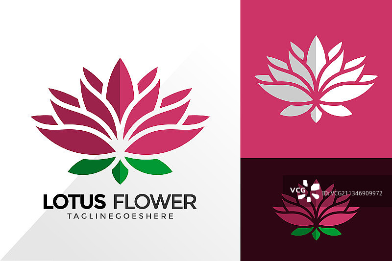 抽象彩色莲花Logo设计图片素材