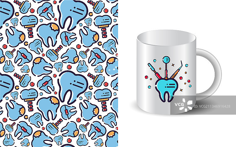 牙科主题牙齿无缝图案图片素材