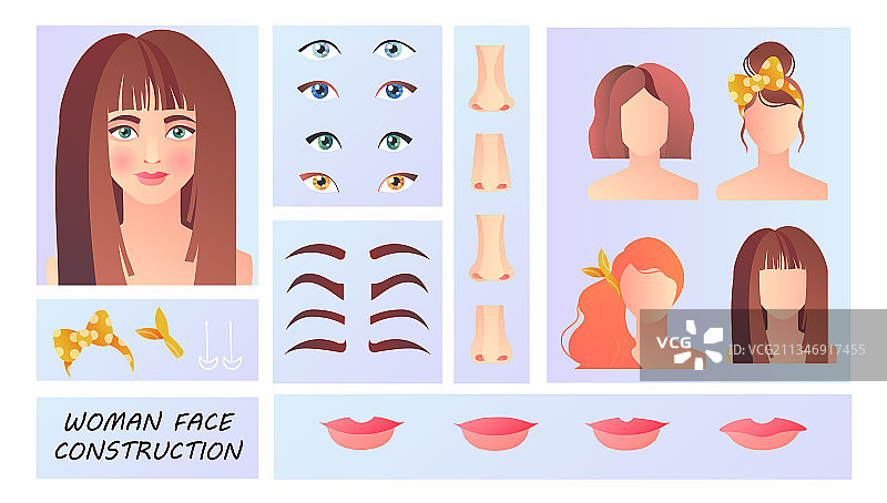 女性面部构造器概念图片素材