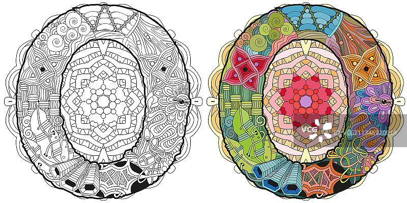 字母O装饰性禅绕画曼陀罗图案图片素材