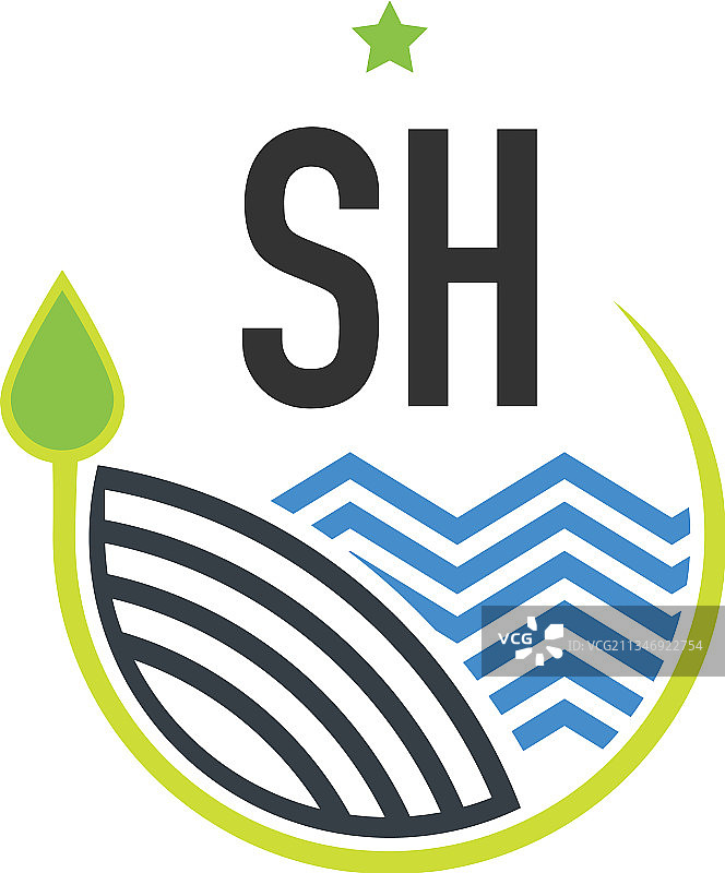 字母SH自然创意设计模板图片素材