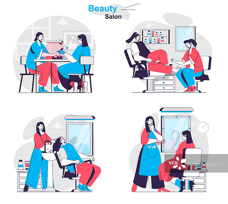 美容沙龙概念美妆流程图片素材