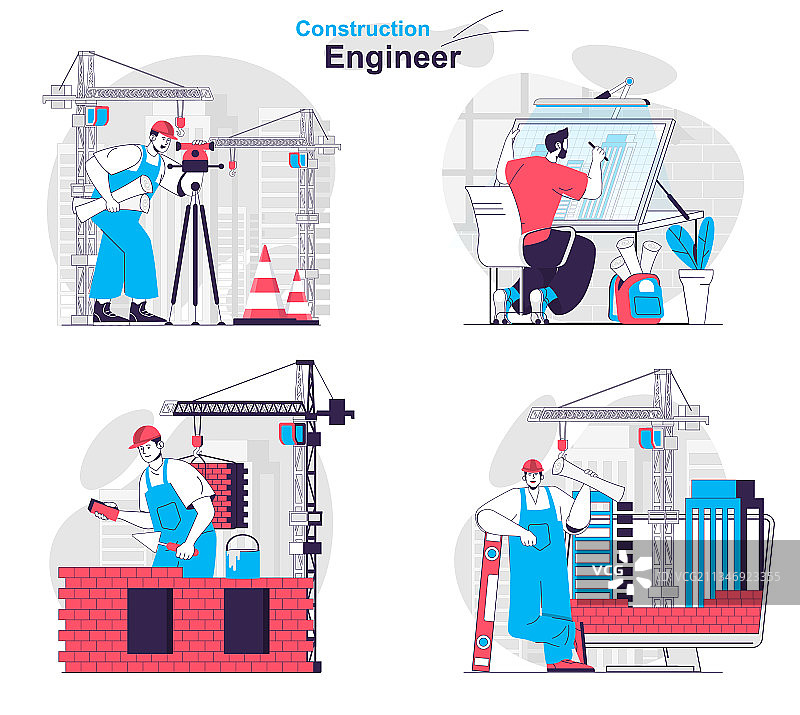 建筑工程师概念合集：测量员图片素材
