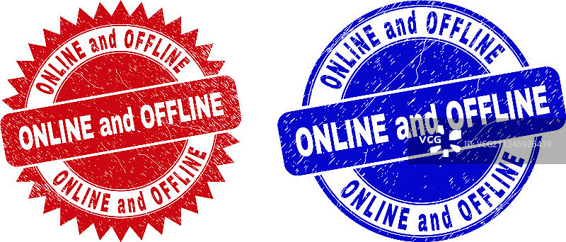 线上和线下圆形花饰印章图片素材