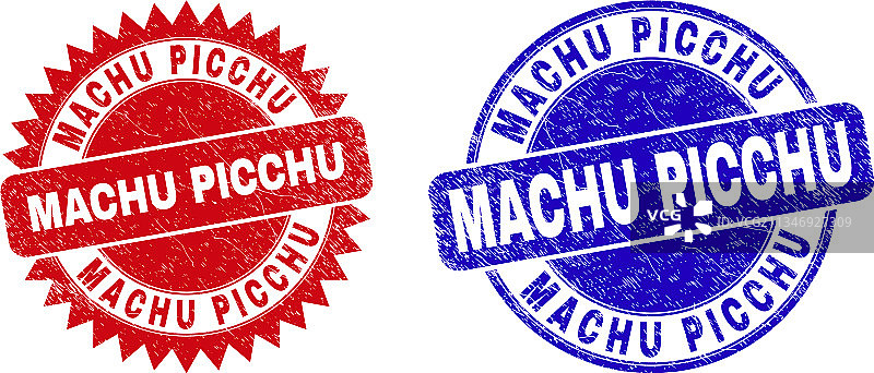 马丘比丘圆形花结印章图片素材