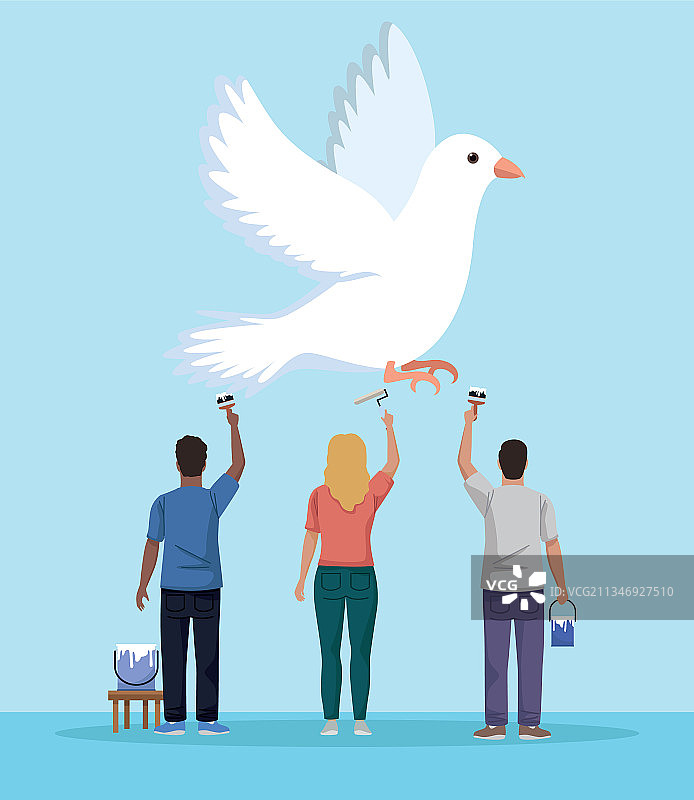 三个和平主义者角色图片素材