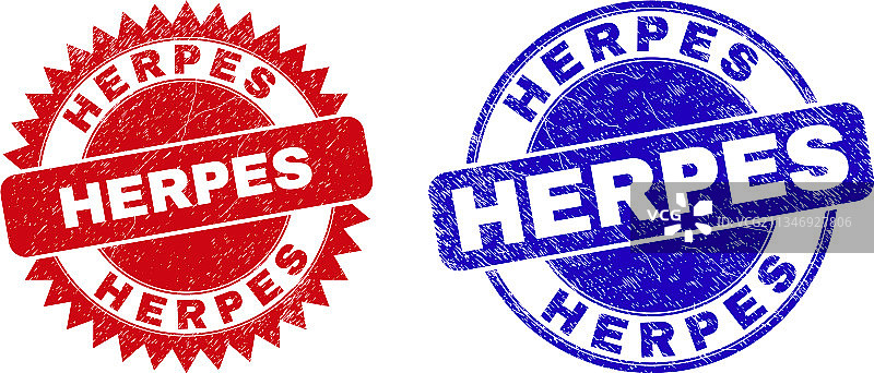 疱疹圆形和玫瑰花形印章图片素材