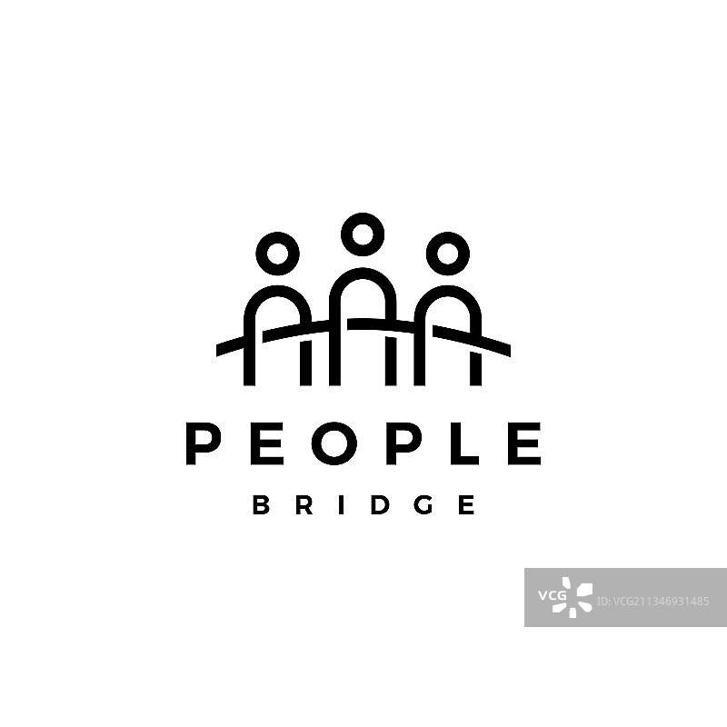 桥梁上的三人社区家庭图片素材