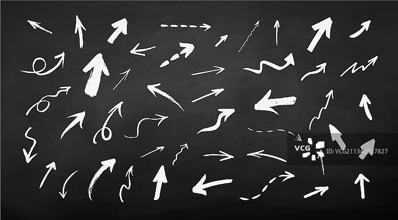 手绘Grunge箭头粉笔画套装图片素材