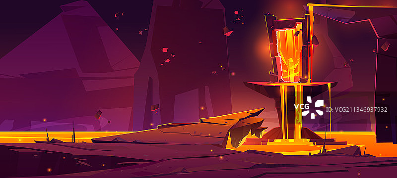 熔岩与魔法传送门的奇幻景观图片素材