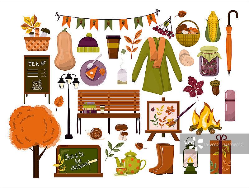 大型秋季卡通剪贴画模板图片素材