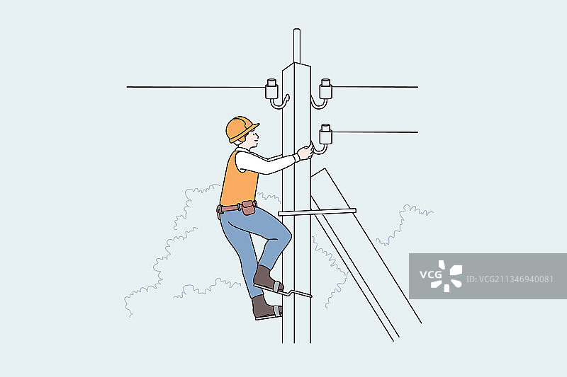闪电设备和工人概念图片素材