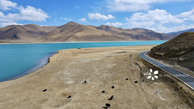 羊卓雍错航拍图片素材