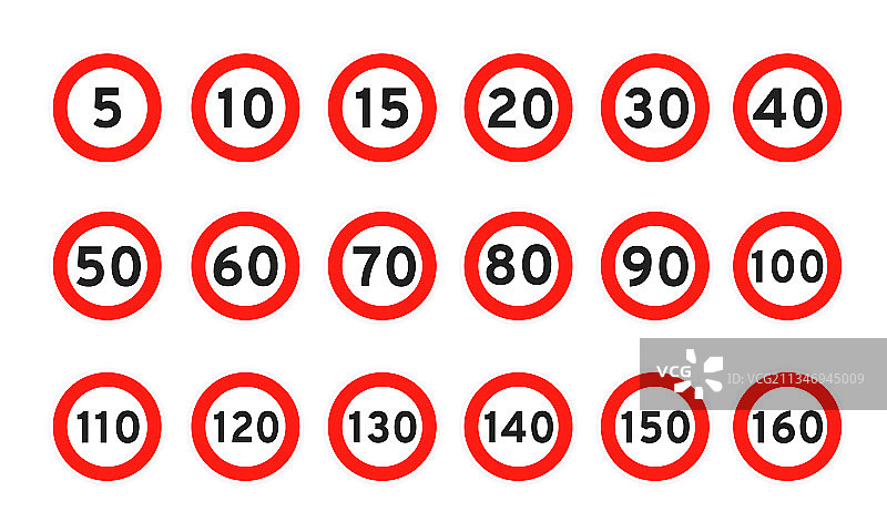 限速5至80标志图片素材