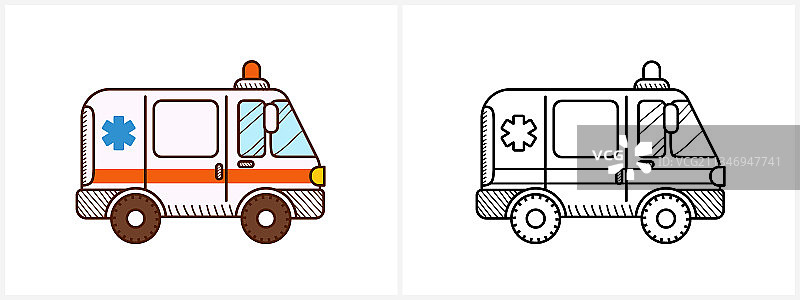 救护车涂色页救护车侧视图图片素材