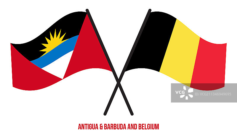 安提瓜和巴布达与比利时国旗交叉图片素材