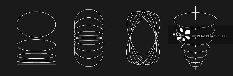 复古未来主义圆形网络图案合集图片素材