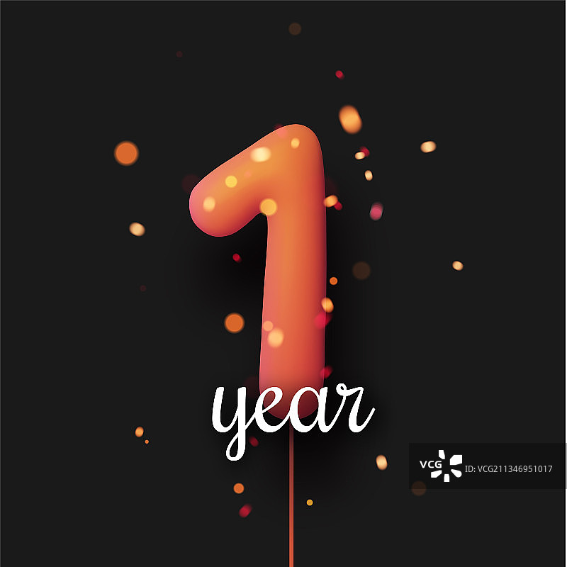 黑色背景上的带线的橙色气球标志图片素材