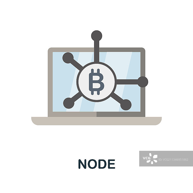 节点平面图标的彩色符号来自加密货币图片素材