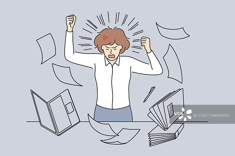 办公室压力与过度劳累概念图片素材