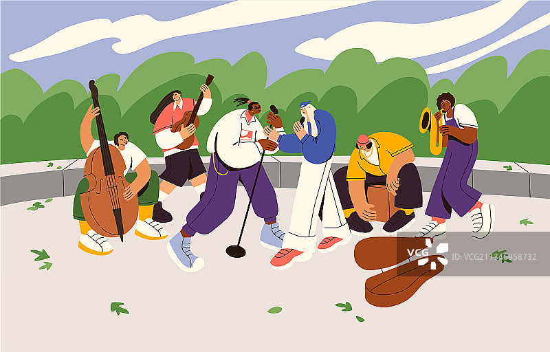 街头音乐家乐队演奏乐器图片素材