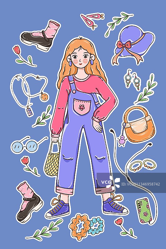 贴纸女孩图片素材