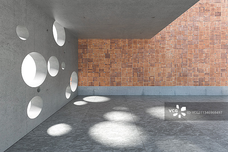 砖墙室内空间，三维图形图片素材
