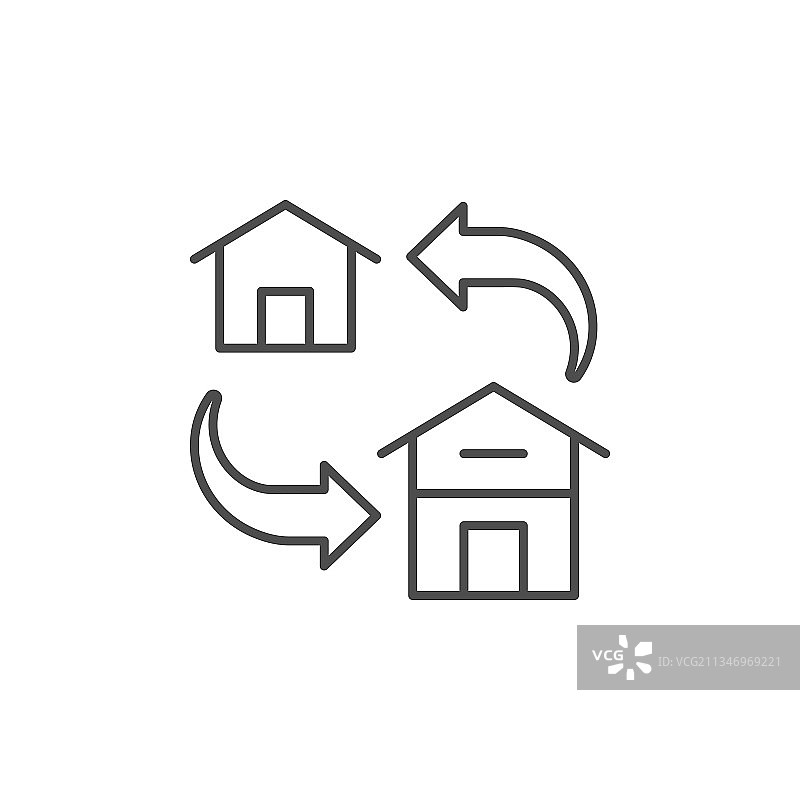 房屋变更线条轮廓图标图片素材
