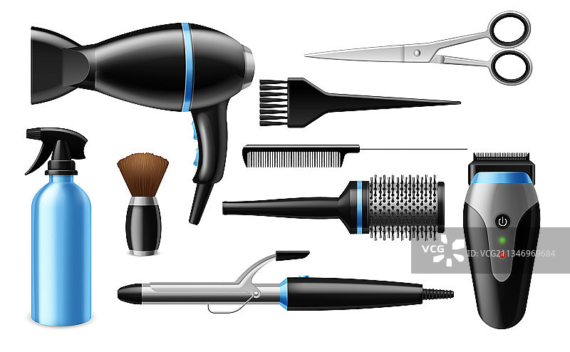 逼真理发师工具3D专业沙龙图片素材