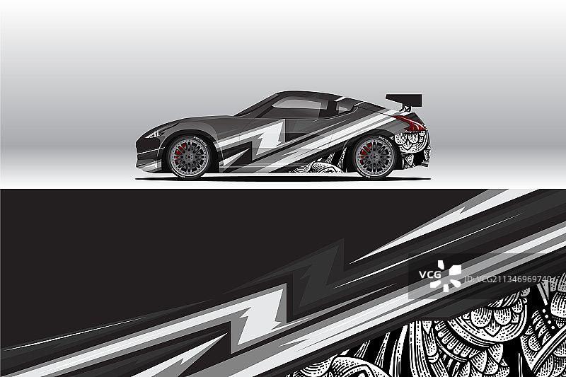汽车包装贴花设计抽象的赛车和运动图片素材