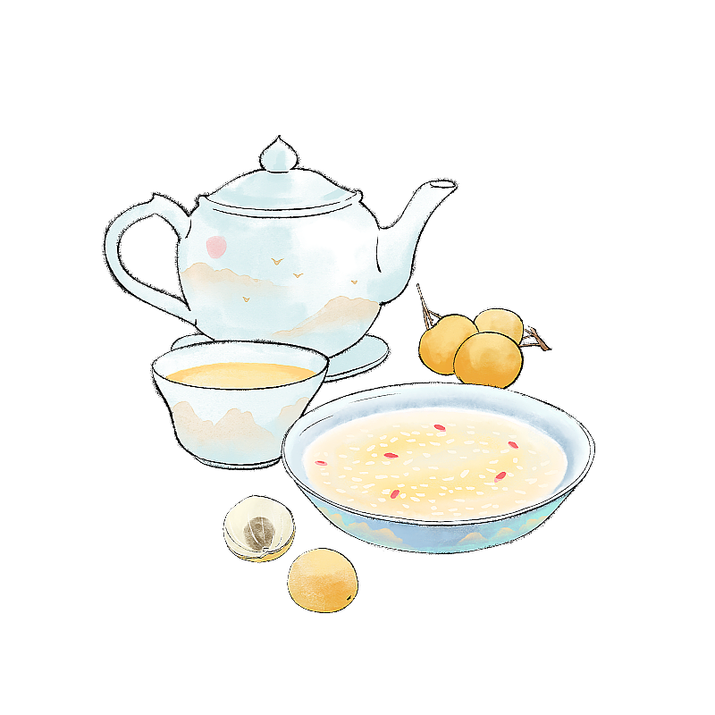 白露节气传统膳食元素图片素材