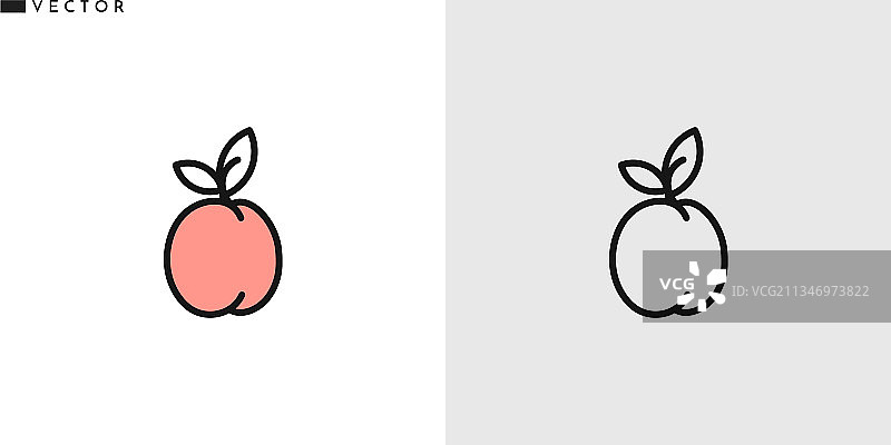 甜桃图标轮廓样式图片素材