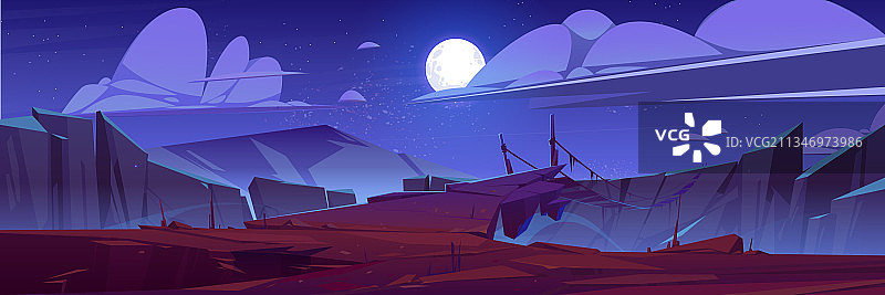 夜间悬索桥山景图片素材