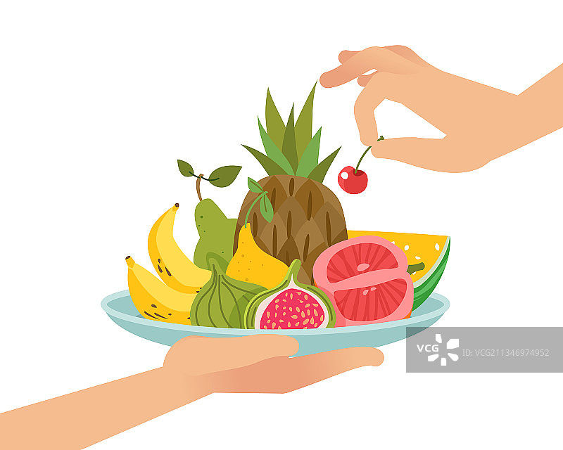 盘中的有机水果甜点图片素材