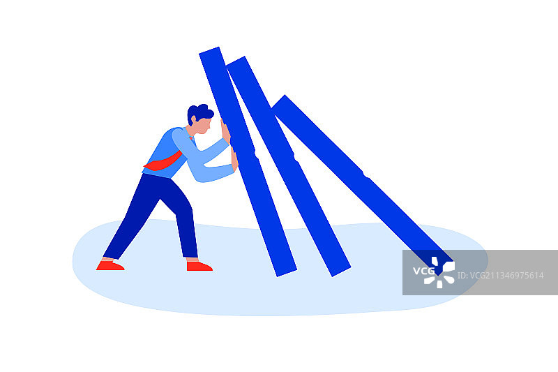 商务人士推动倒下的多米诺骨牌图片素材