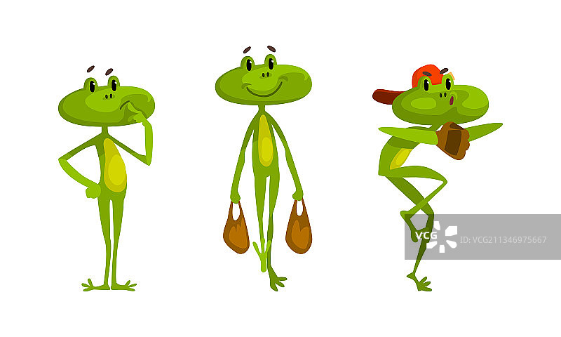 眼睛突出的趣味绿色青蛙图片素材