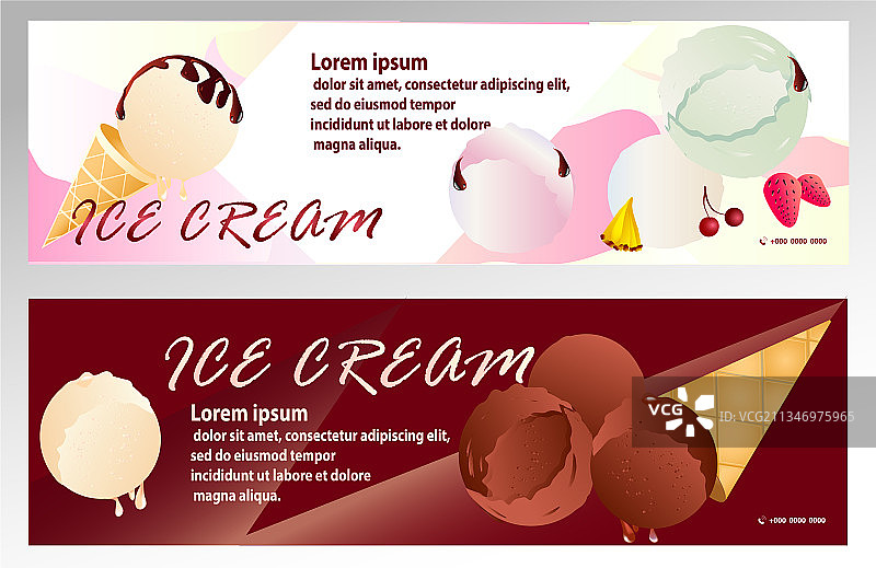 带有各种冰淇淋的banner图片素材
